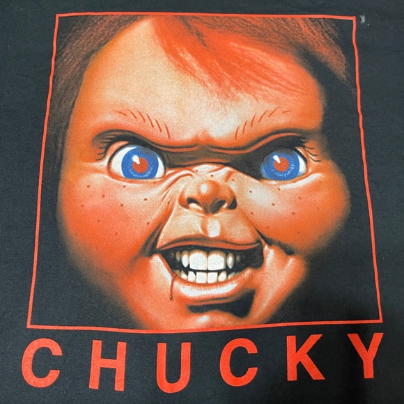 Chucky Child’s Play Square Face 2004 Black T-shirt Sz Large Horror Bride Graphic - Picture 2 of 8